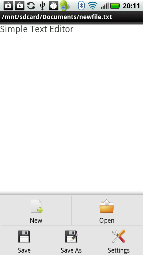Simple Text Editor editing a plain text file